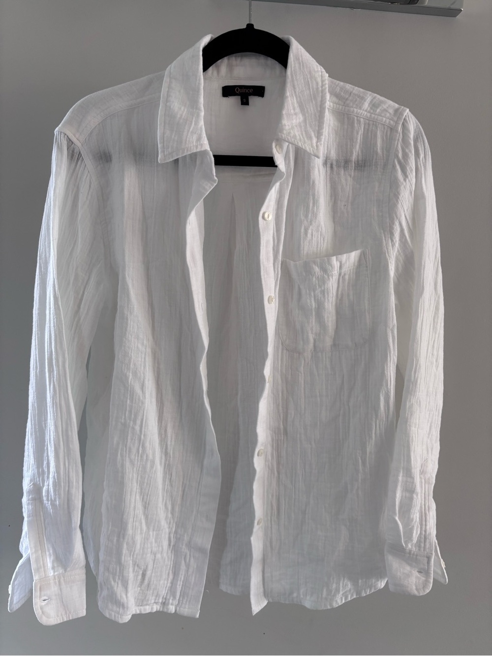 Quince organic cotton Women's White Long-Sleeve Button-Down Shirt